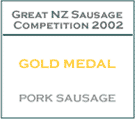 Great NZ Sausage Competitiion Gold Medal